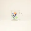 Taza de cristal con asa personalizada con logo de colores