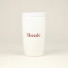 taza termo personalizada con logo frontal fondo beige