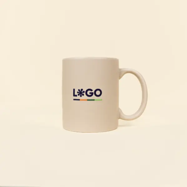 Taza beige para personalizar con logo a todo color