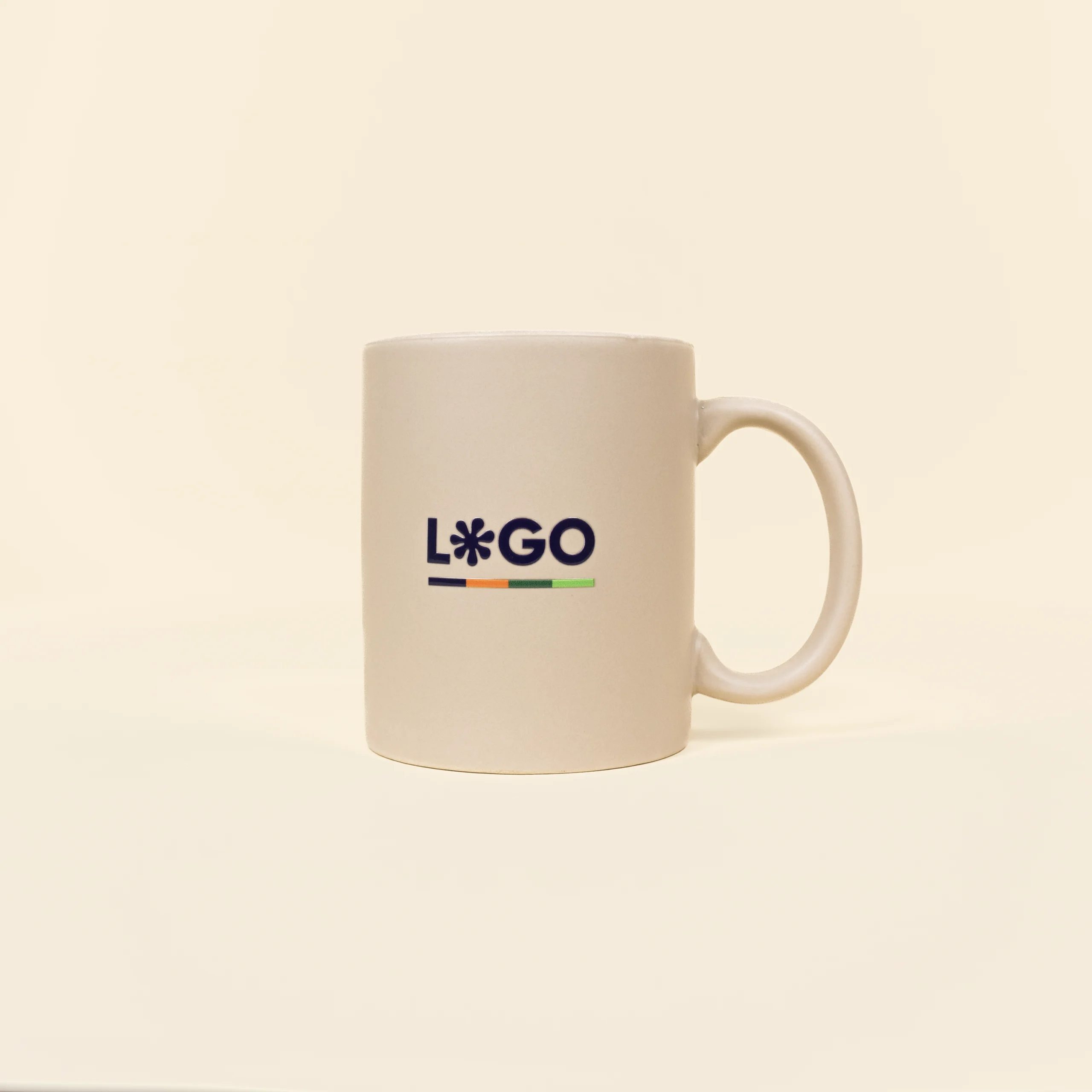 Taza beige para personalizar con logo a todo color