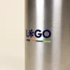 Taza termica plateada personalizada detalle logo azul