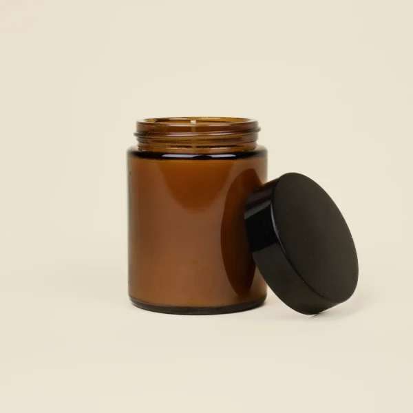 Vela ecológica de soja personalizable abierta tapa negra fondo beige