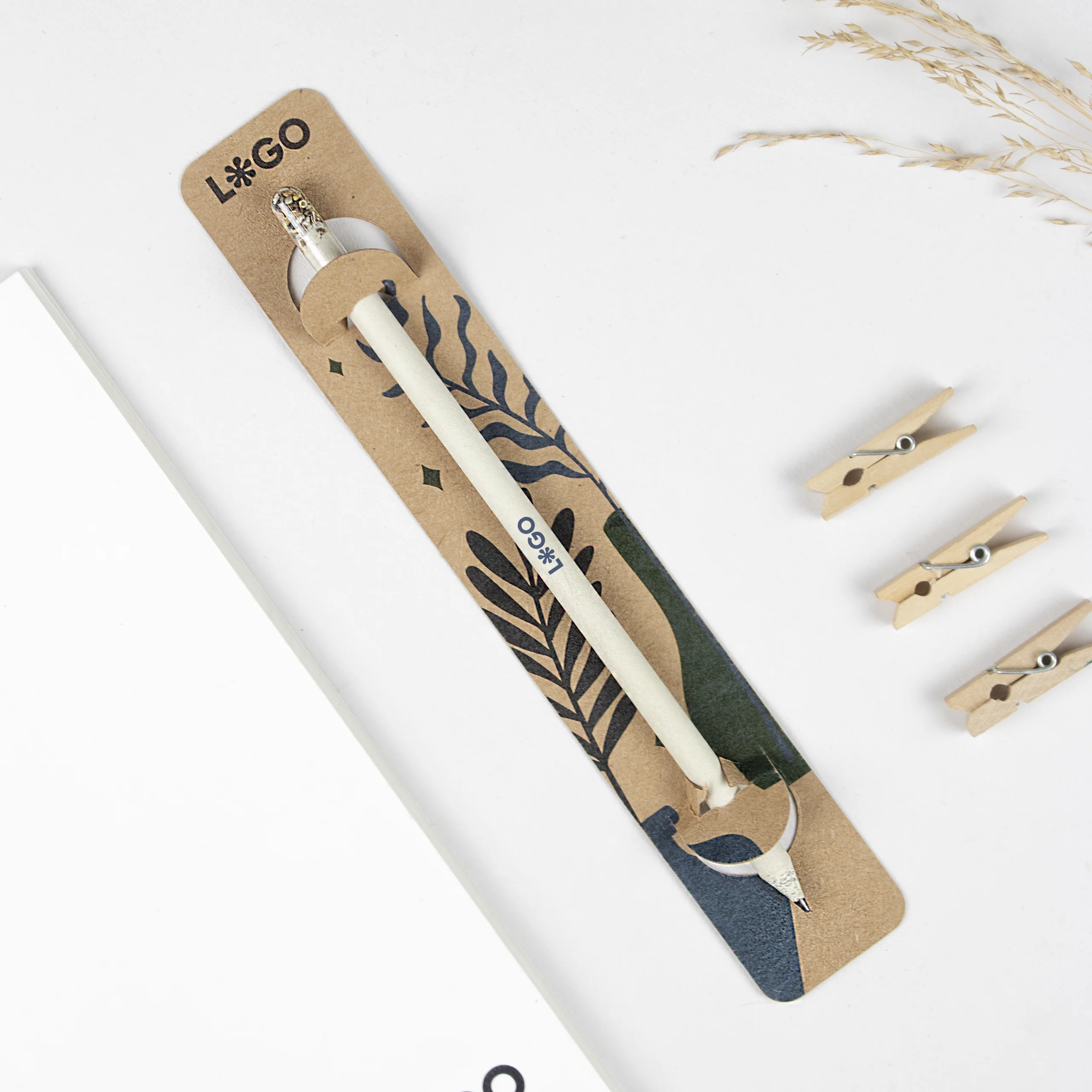 Plantable seed pencil GRAFT Kraft Personalised seed pencil in a kraft blister pack