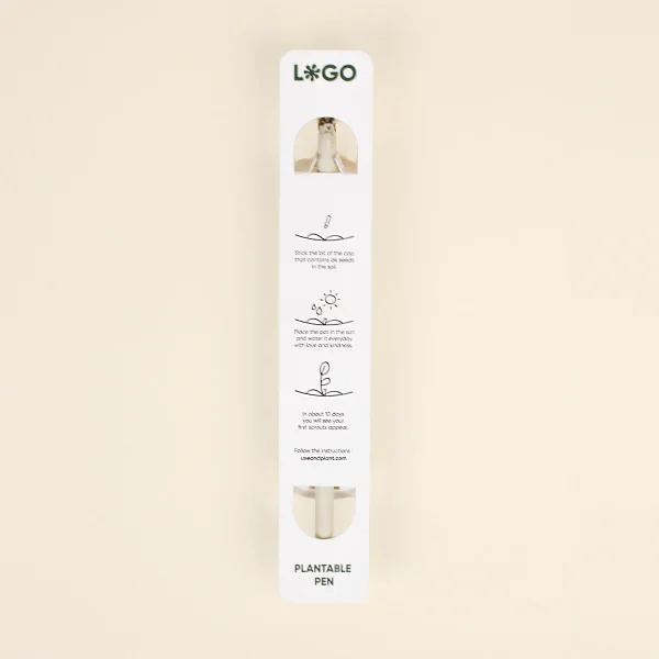 Lapices plantables con Blister blanco personalizado trasera fondo beige
