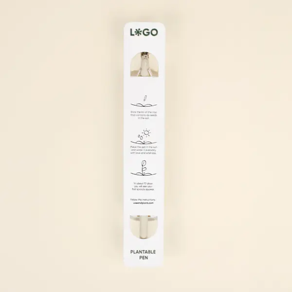 Lapices plantables con Blister blanco personalizado trasera fondo beige