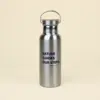 Botella térmica 500 ml personalizada texto azul fondo beige
