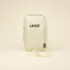 Riñonera portamóvil personalizada beige logo frontal