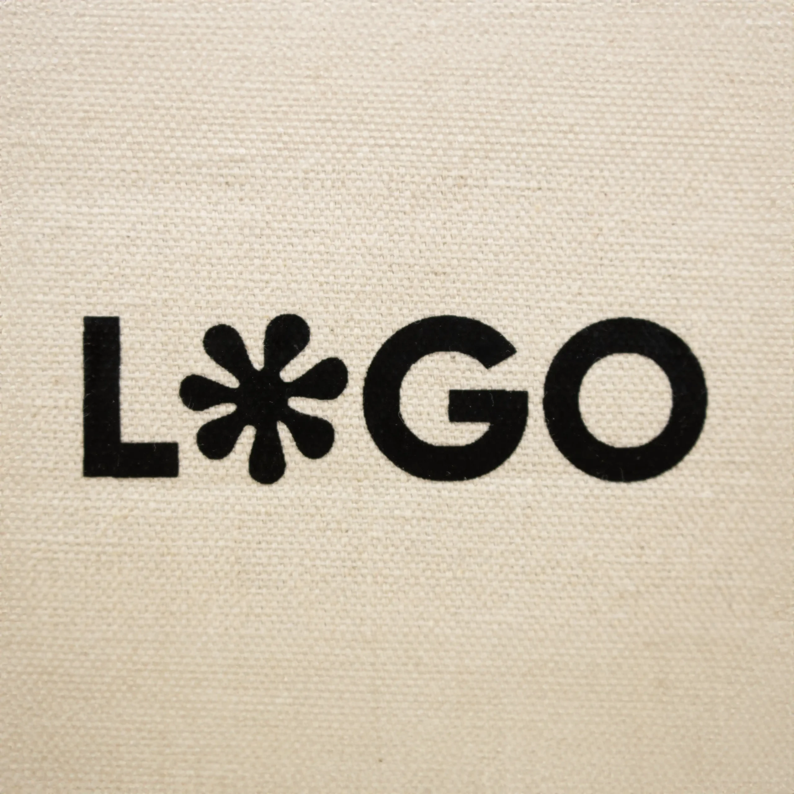 Mochila de algodón personalizada FLUFFY Serigrafia Mochila de algodón personalizada beige con logo negro