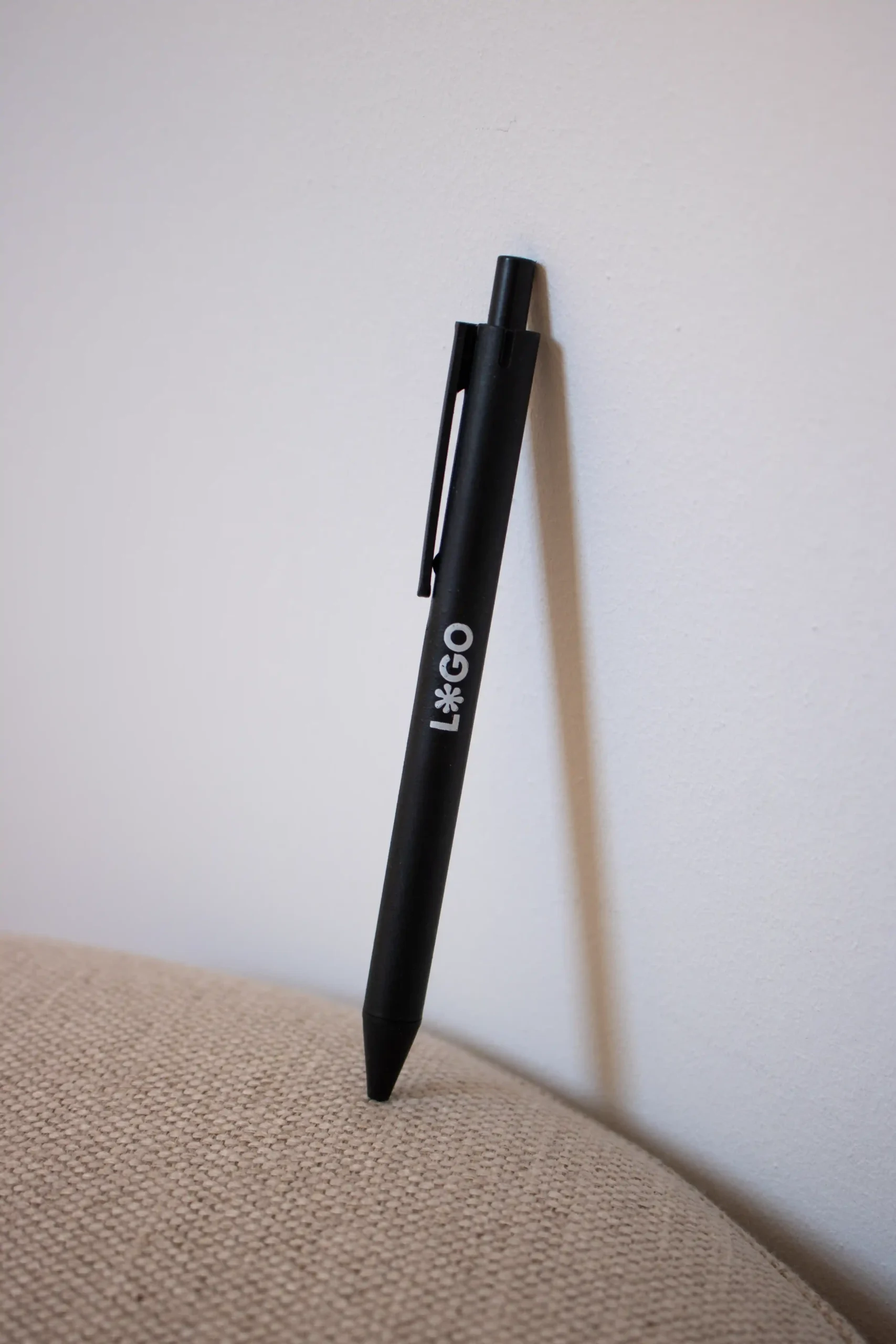 black wheat straw ballpoint pen, personalised with logo