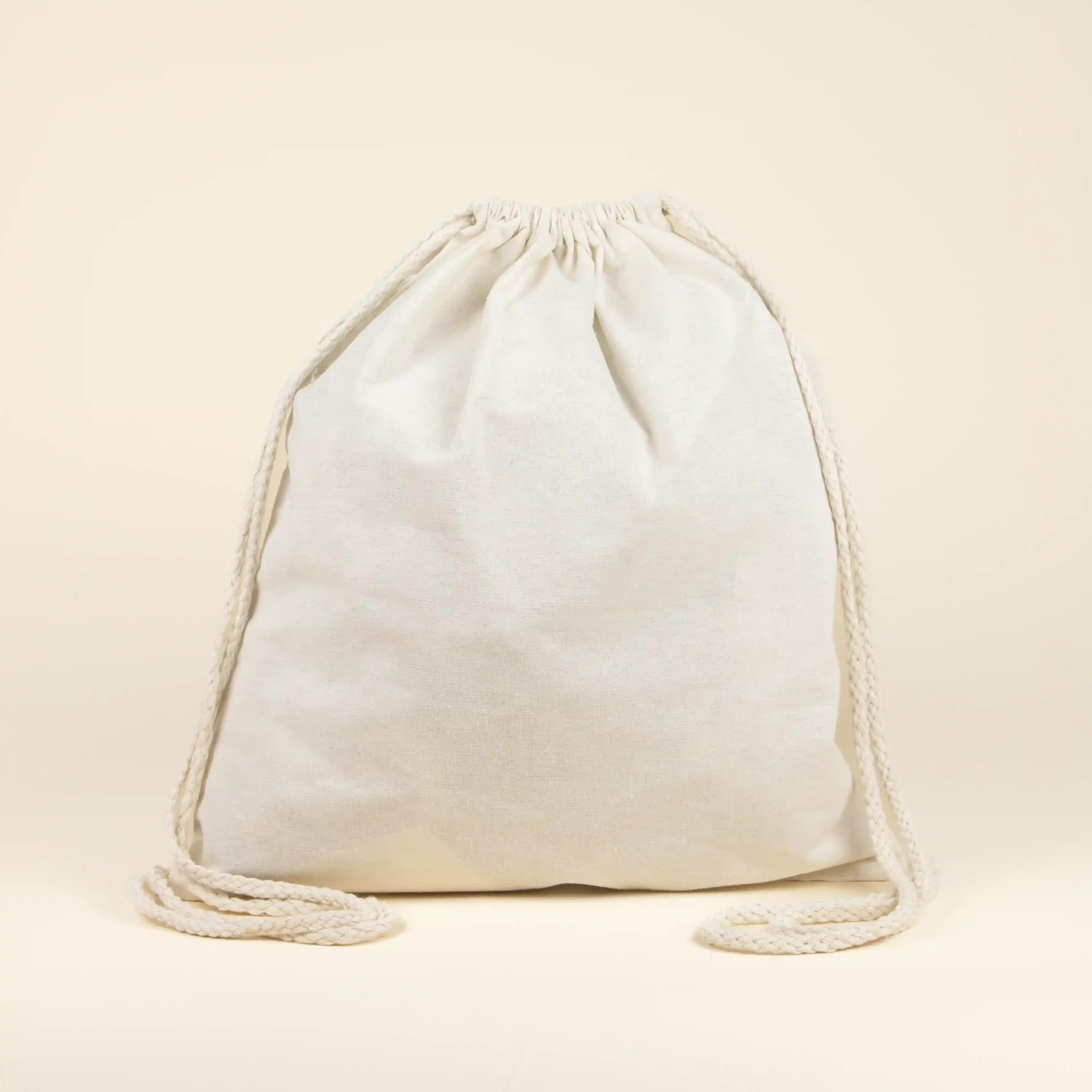 Mochila cuerdas personalizada LACCI Detrás Mochila cuerdas personalizada tipo saco color beige