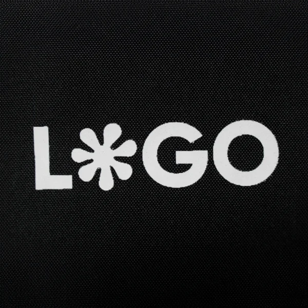 Mochila corporativa personalizada negra con logo blanco