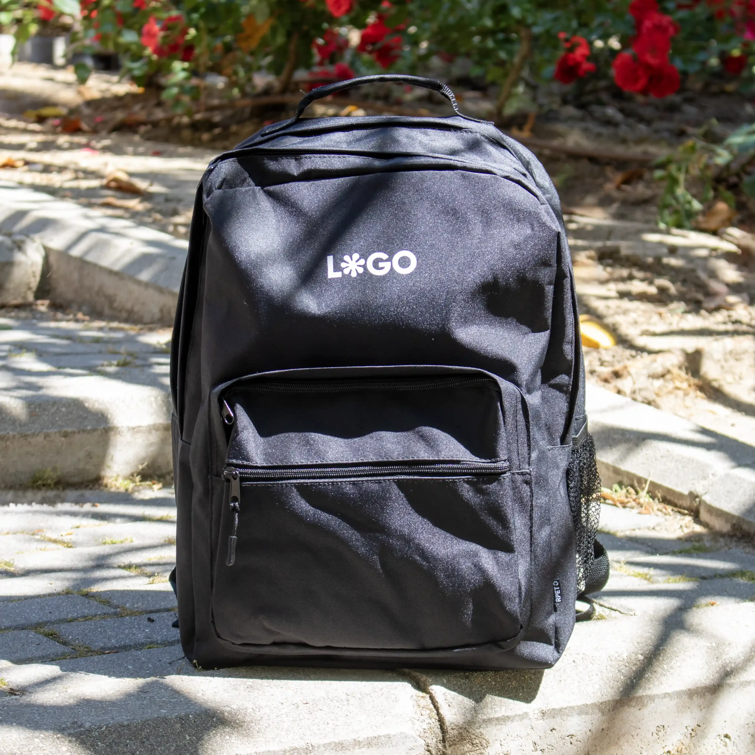 Sac à dos professionnel personnalisé noir avec logo blanc
