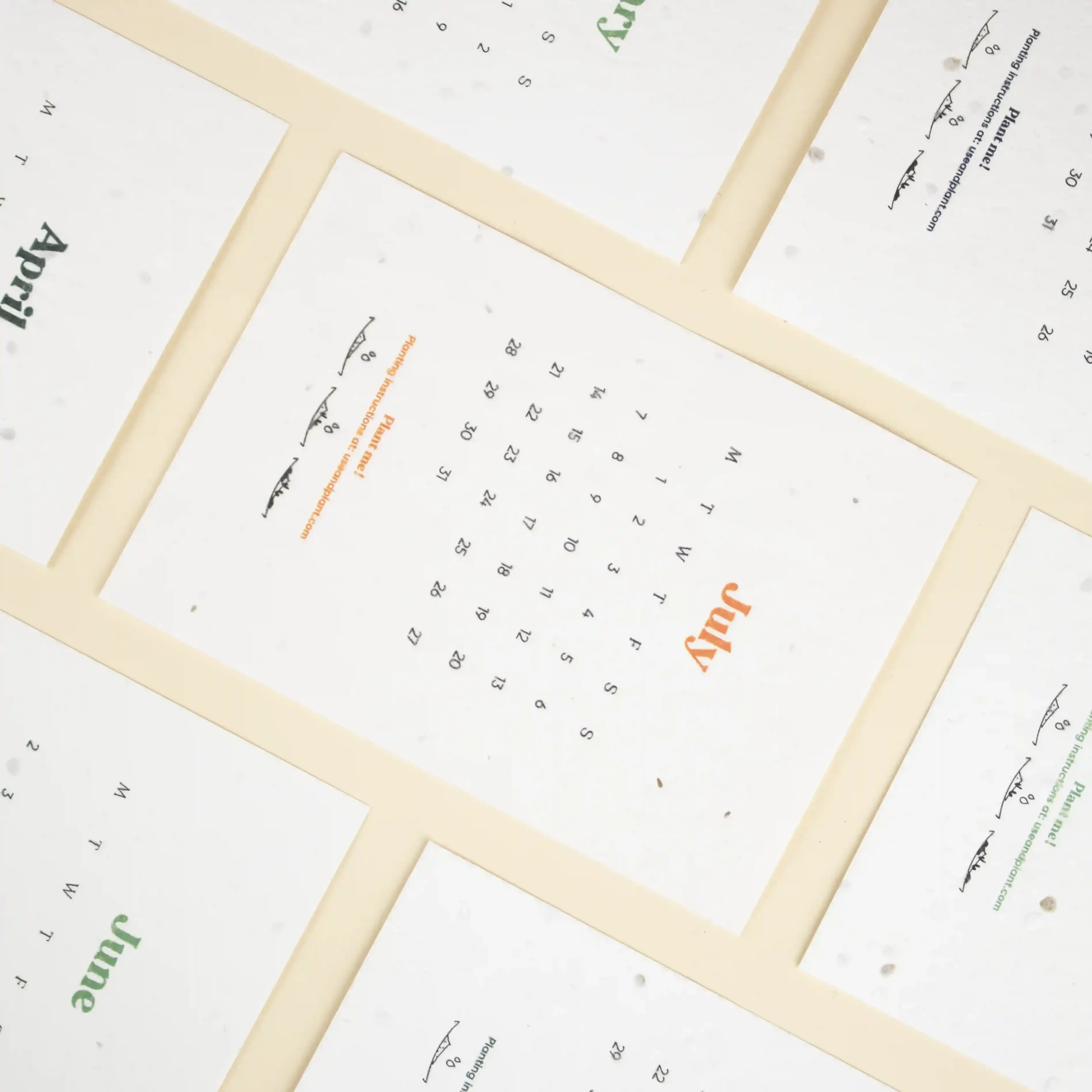 Calendario de semillas BOXE Hojas Hojas interiores de un calendario de semillas personalizado