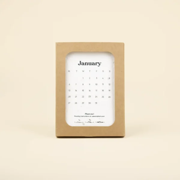 Calendario de semillas en estuche kraft personalizado