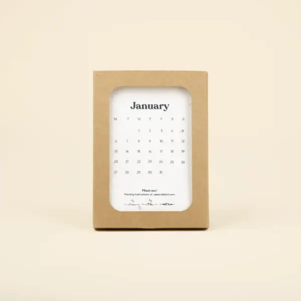 Calendario de semillas en estuche kraft personalizado
