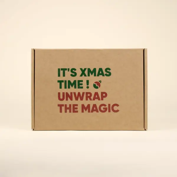 Caja de cartón cerrada personalizada con diseño de regalo de Navidad
