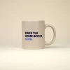 Taza beige personalizada con texto azul