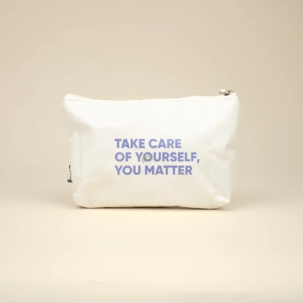 Neceser ecológico blanco personalizado con texto azul