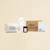 Neceser blanco, jabón ecológico, mikado, vela en tarro de cristal, flyer A6 y caja kraft personalizados