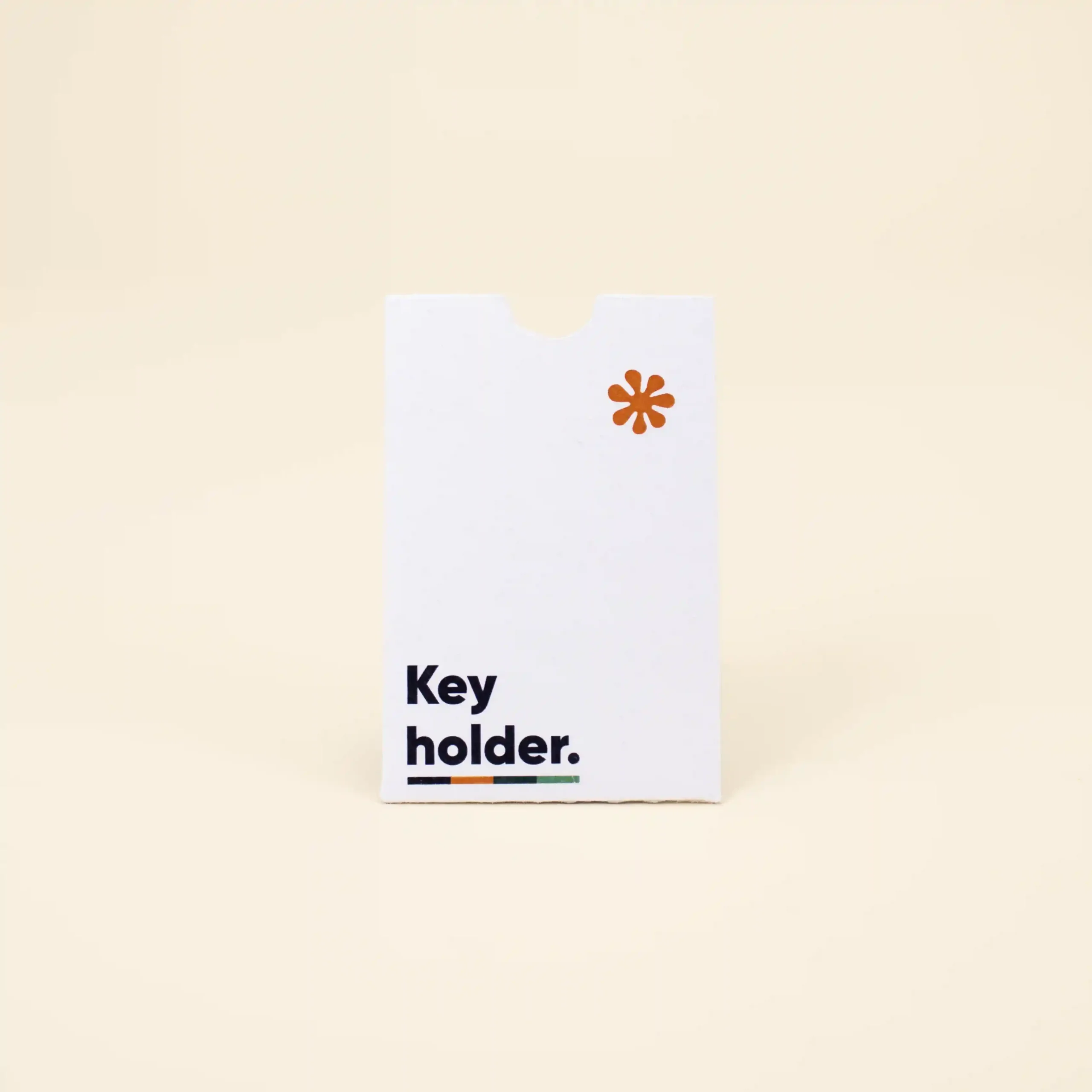 Porta llaves hotel sobre SAK Cotton Porta llaves de hotel en papel ecológico blanco personalizado con la palabra key holder en azul