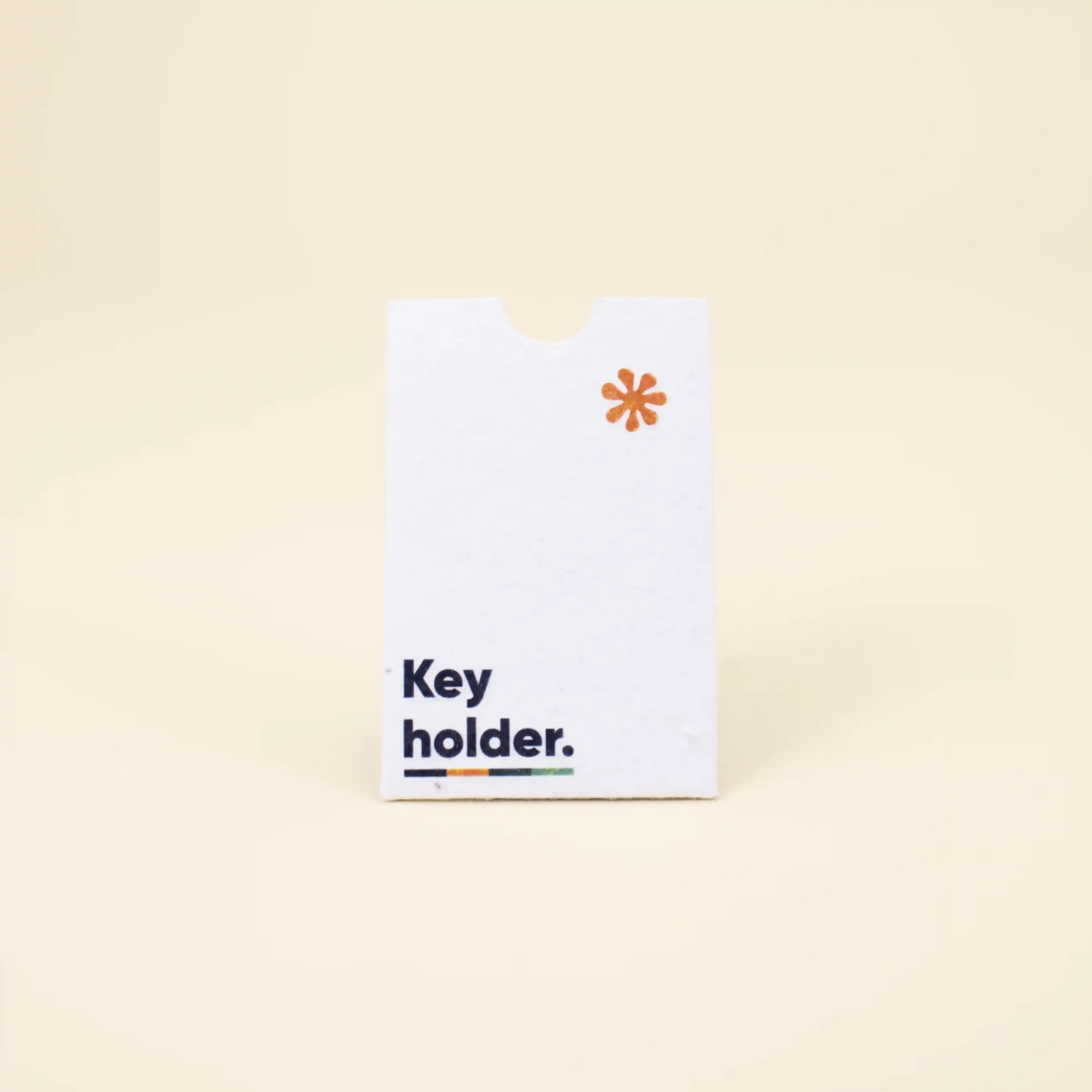 Porta llaves de hotel en papel blanco plantable personalizado con la palabra key holder en azul