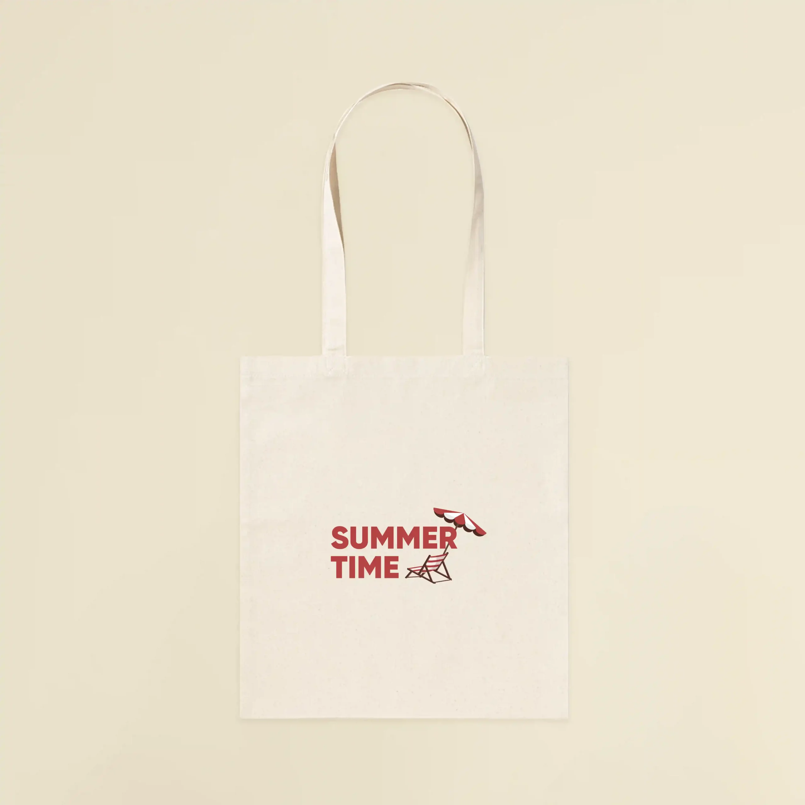 Pack 'Summer Time': Sac NATA Tote bag de tela personalizada con el texto 'summer time' en rojo