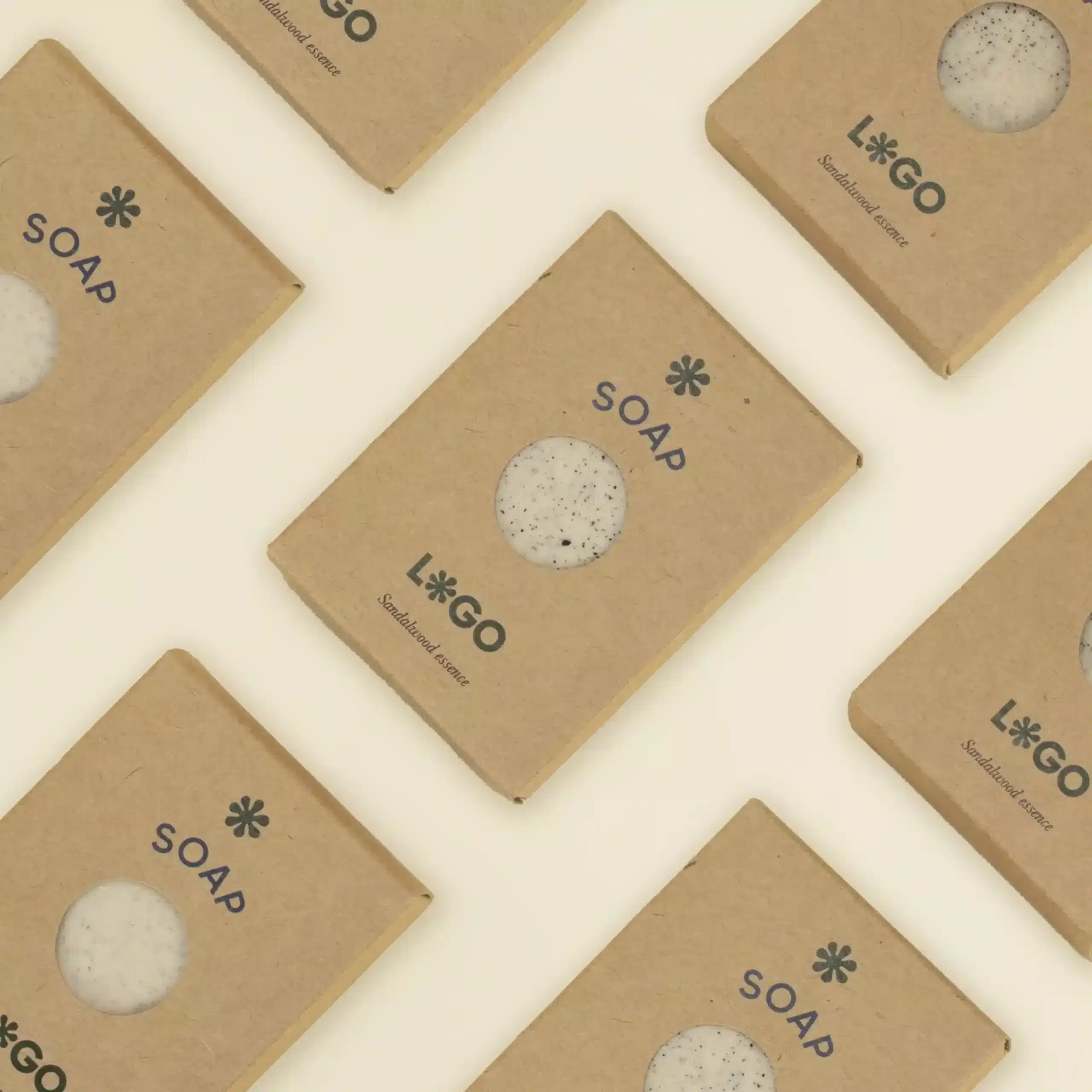 Jabón artesanal personalizado MILO KRAFT jabones artesanales dentro de cajas kraft marrones personalizadas