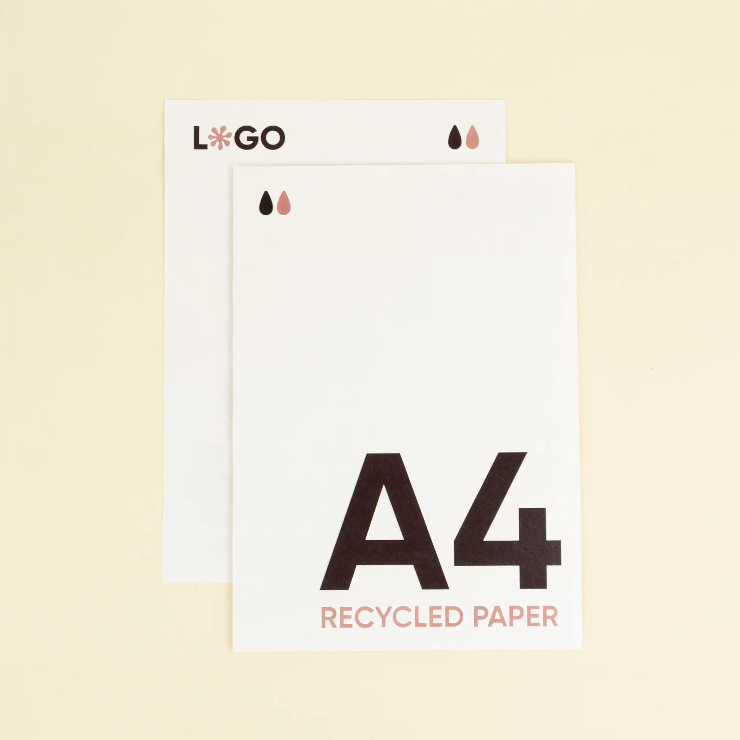 Dos tarjetas A4 impresas en papel ecológico de algodón