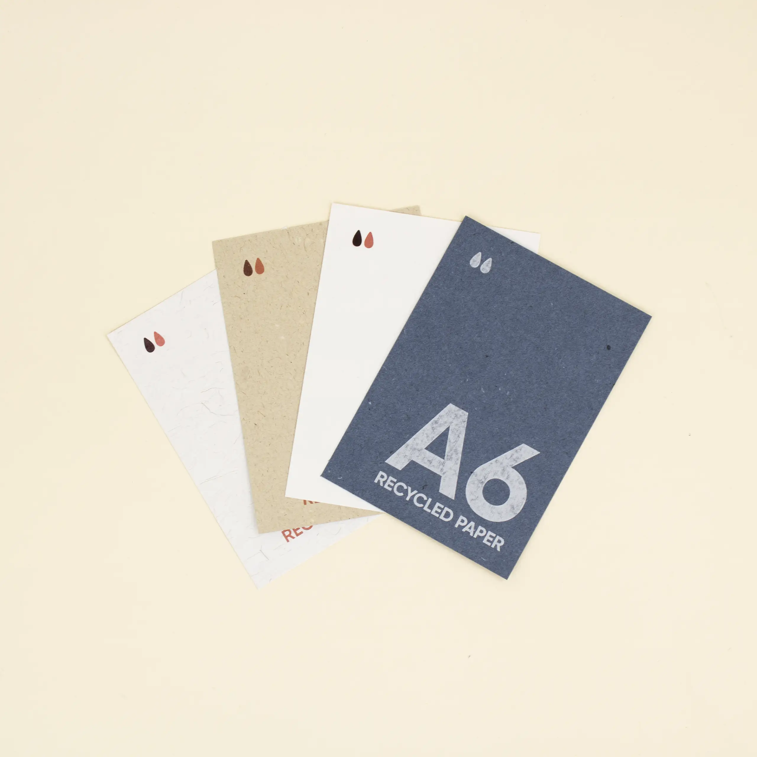 Tarjeta papel ecológico A6 Cuatro tarjetas A6 impresas en papeles ecológicos