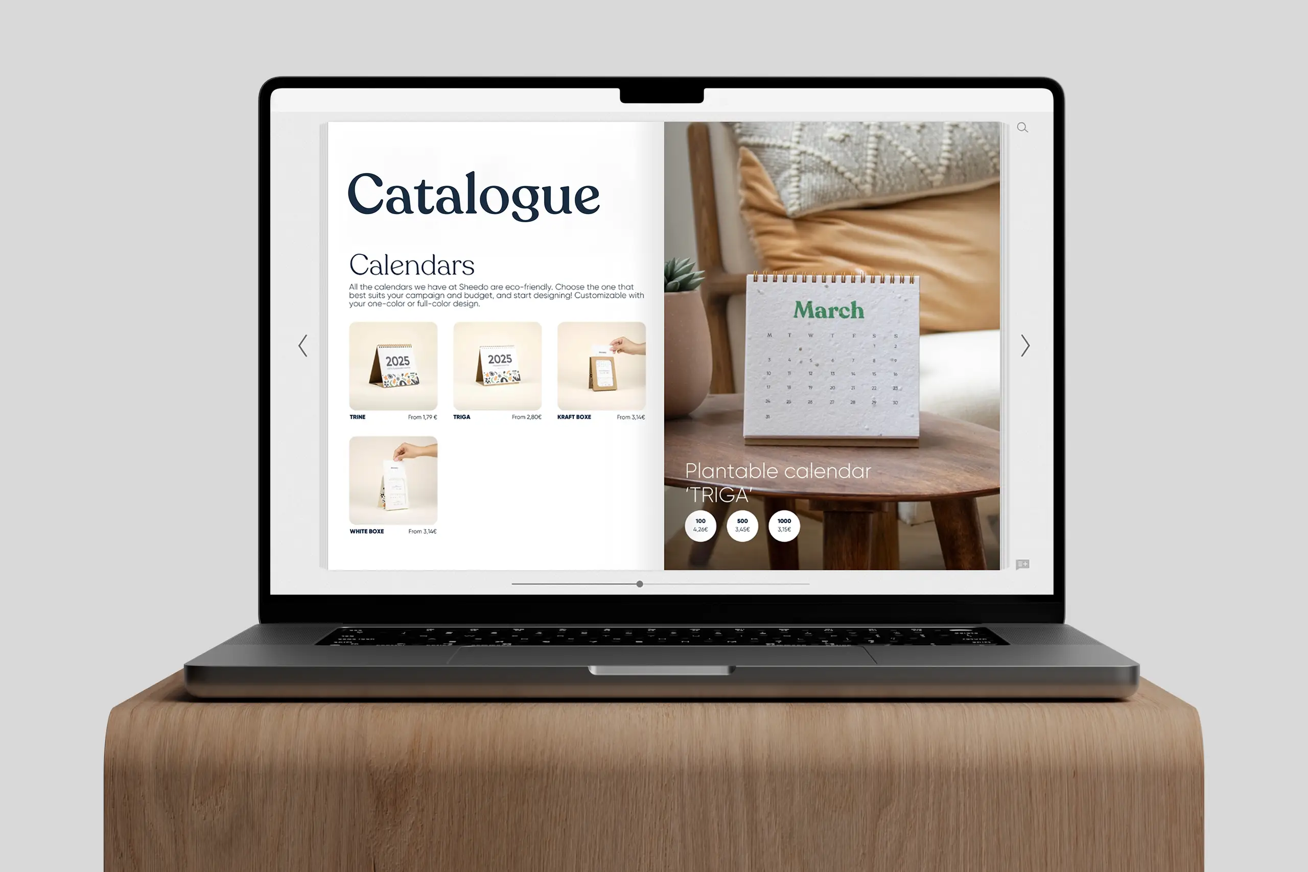 A macbook screen displaying a product catalogue