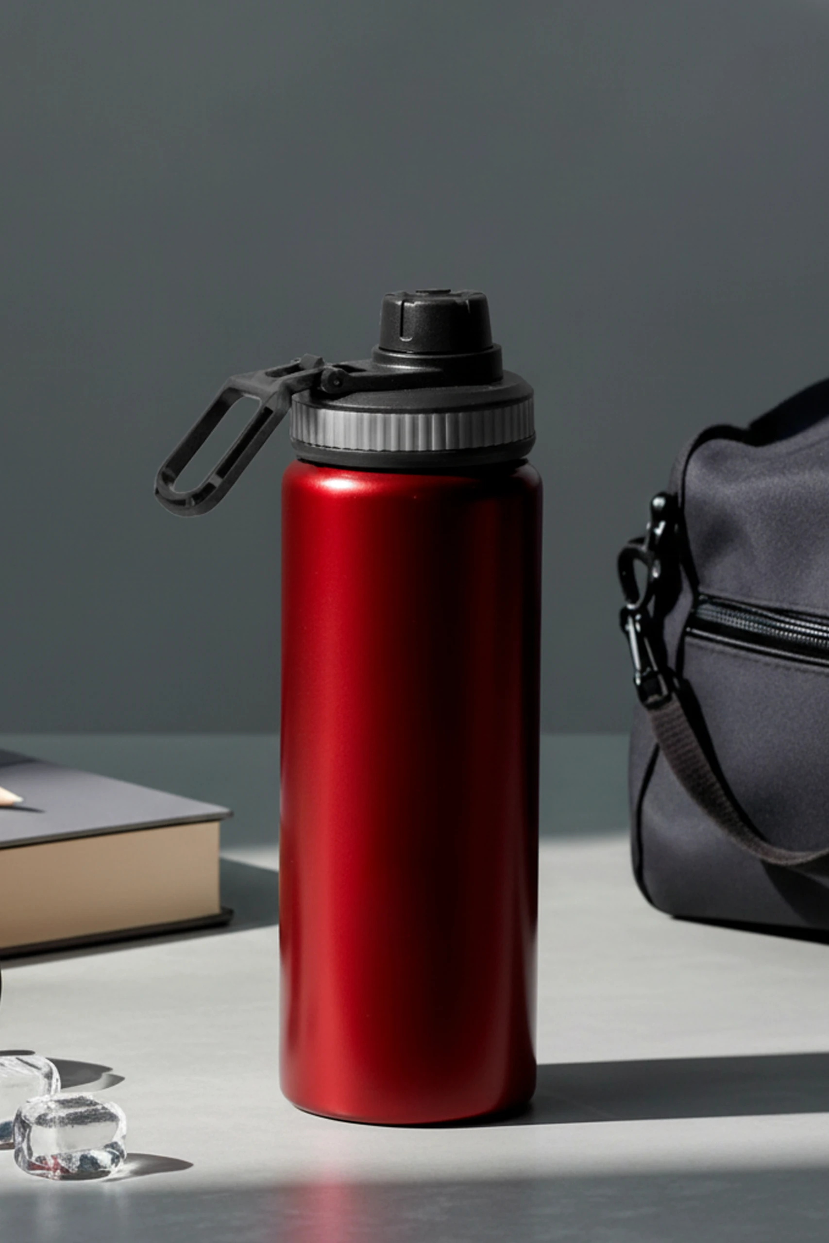 Gourde de sport personnalisé en aluminium recyclé BIBO Botella deportiva roja personalizada en aluminio reciclado