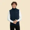 Chico con chaleco polar personalizado azul marino con cremallera