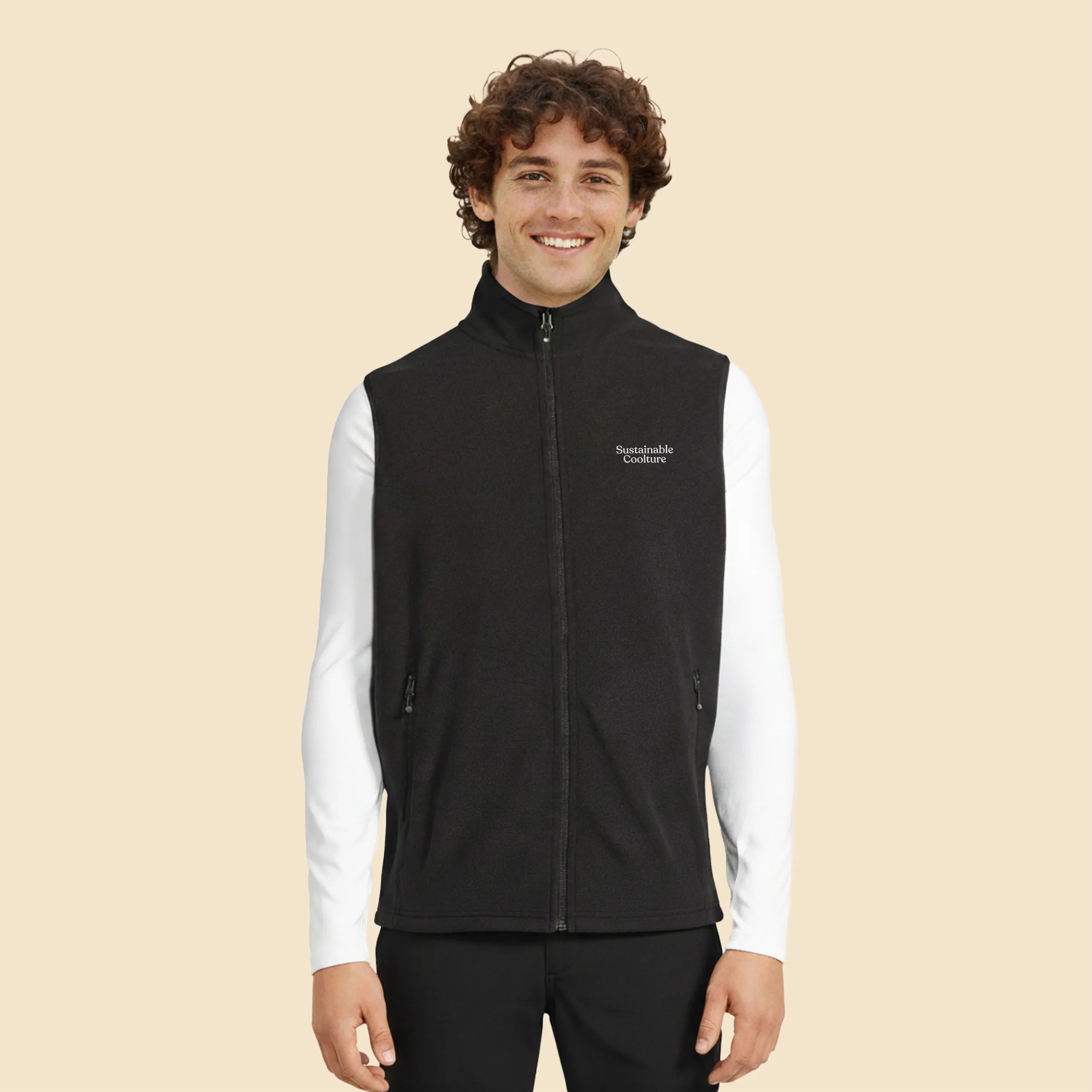 Gilet polaire personnalisé pour entreprises OLEN Chico con chaleco polar personalizado negro con cremallera