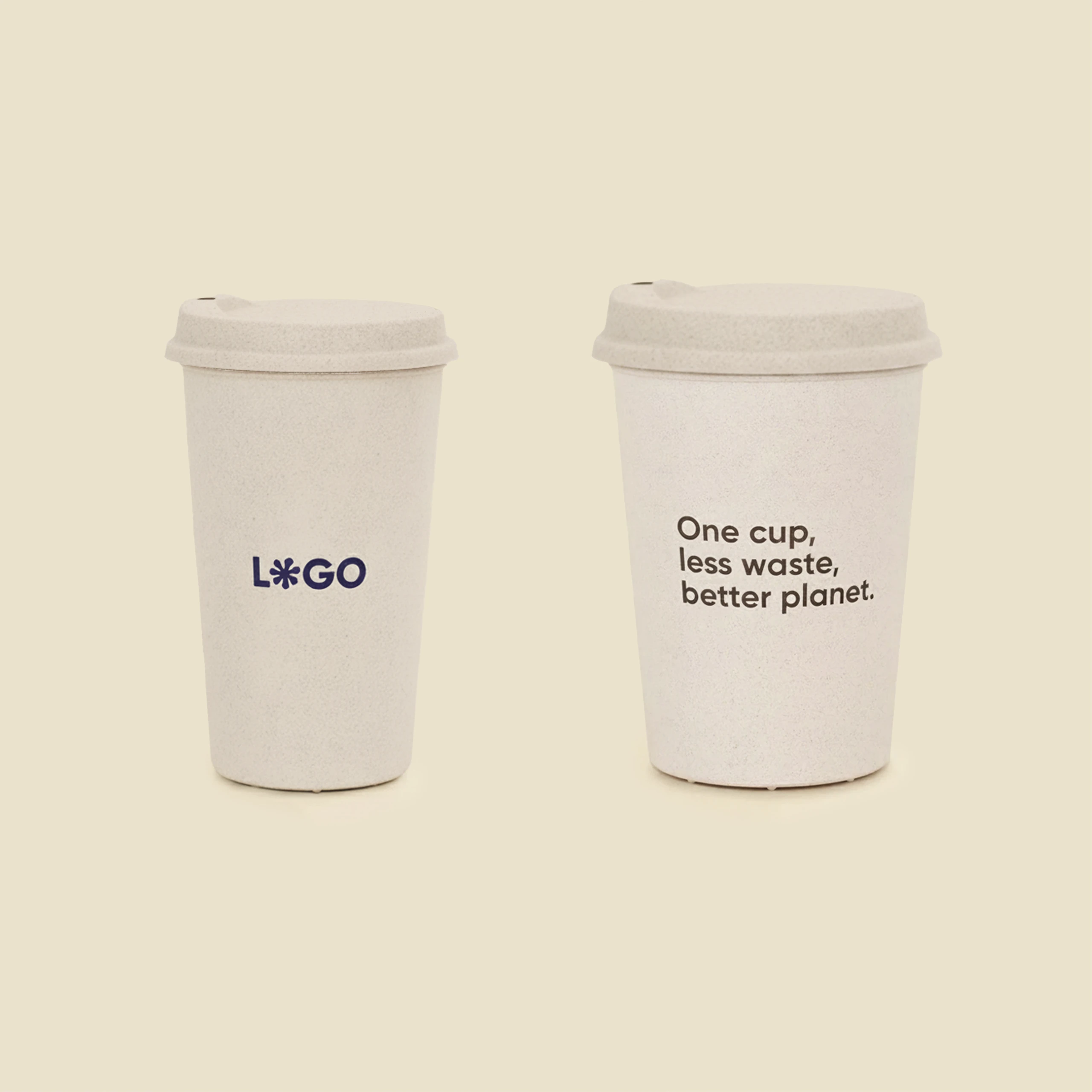 Vaso take away RIZO PLUS Dos vasos take away con tapa personalizados