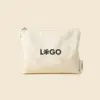 Neceser beige de algodón personalizado con la palabra "LOGO" en negro