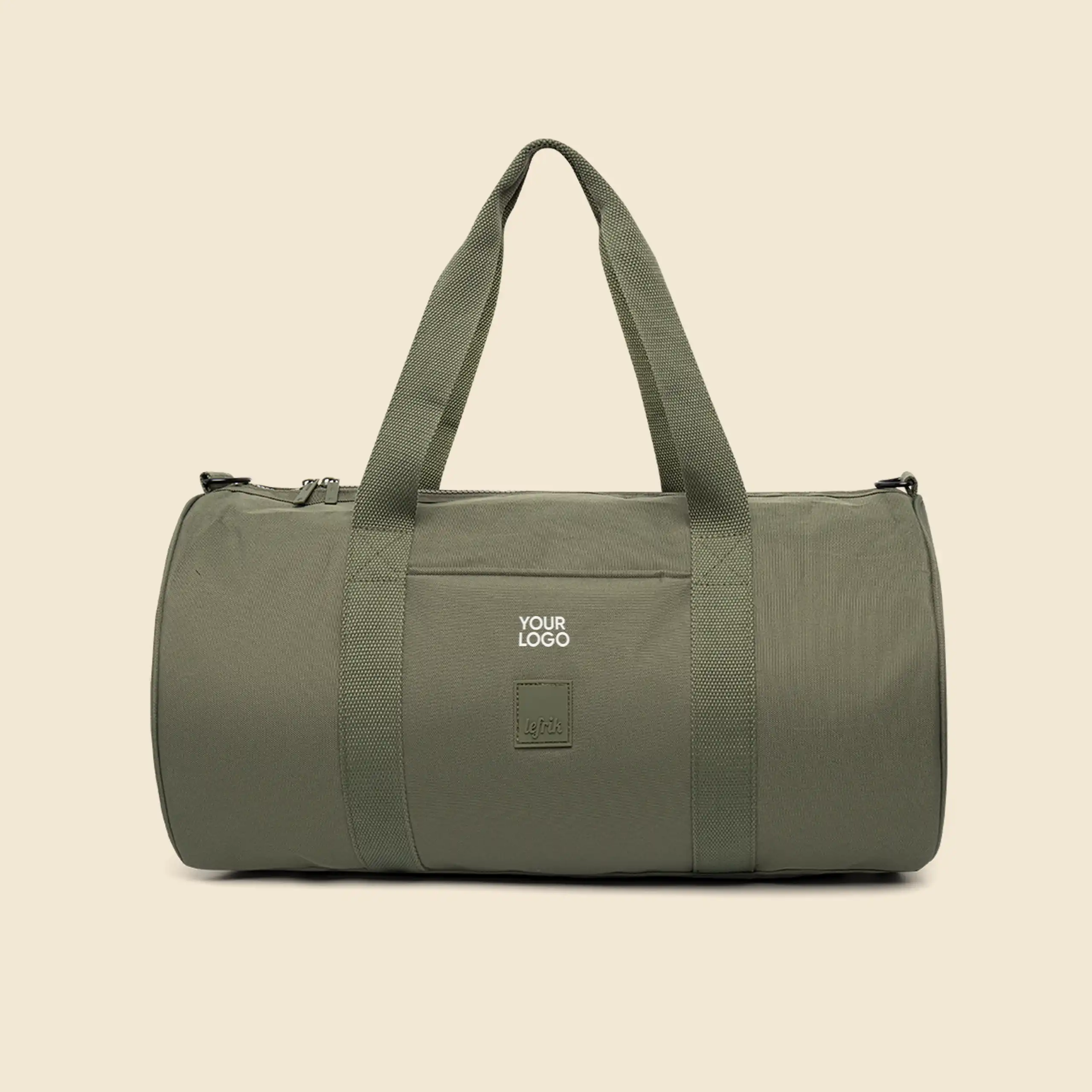 Bolsa de viaje LEFRIK EVERYDAY Bolsa de viaje verde de la marca Lefrik personalizada con el texto "YOUR LOGO"