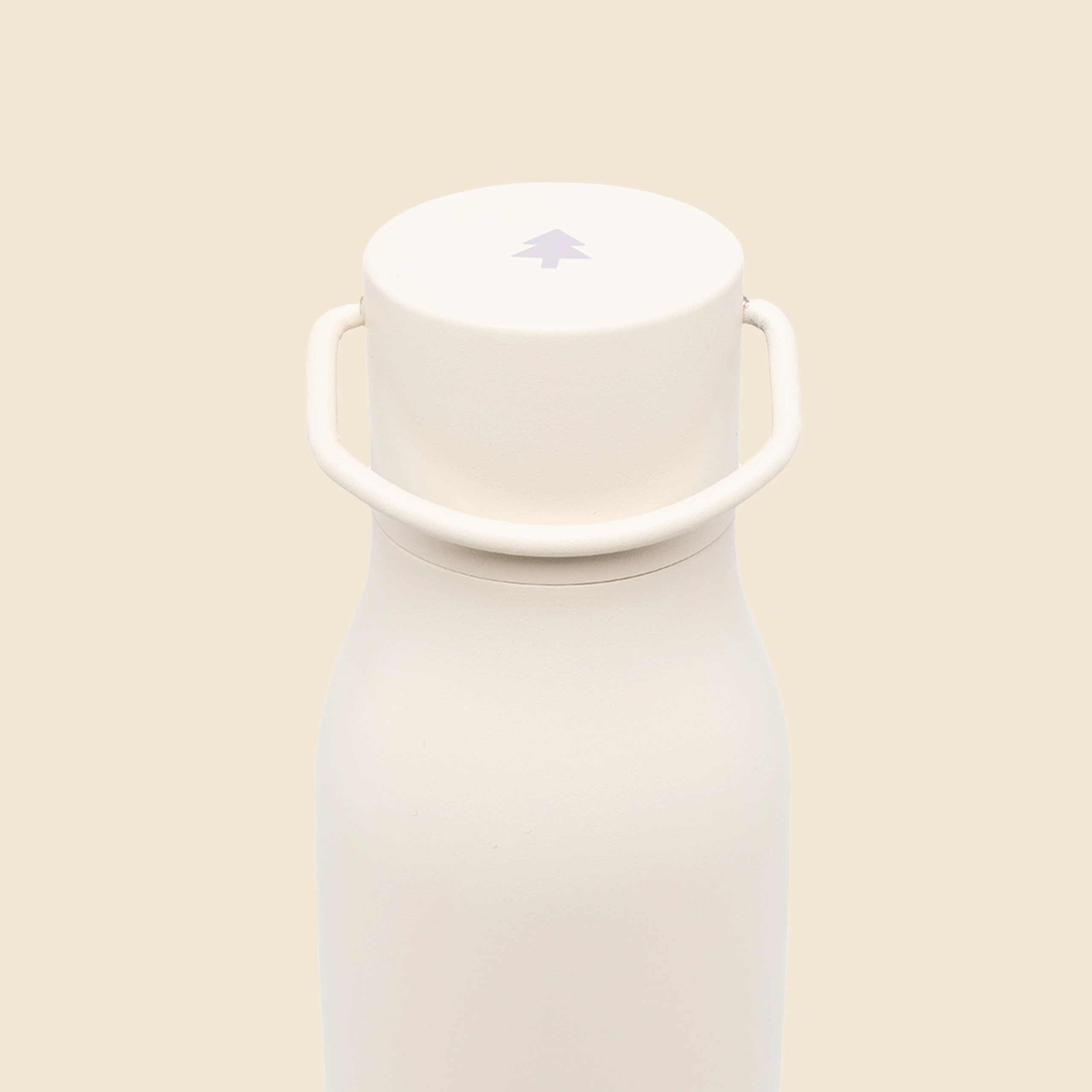 Botella térmica LEFRIK CIRCUS Detalle de la parte superior cerrada de una botella térmica blanca de la marca Lefrik