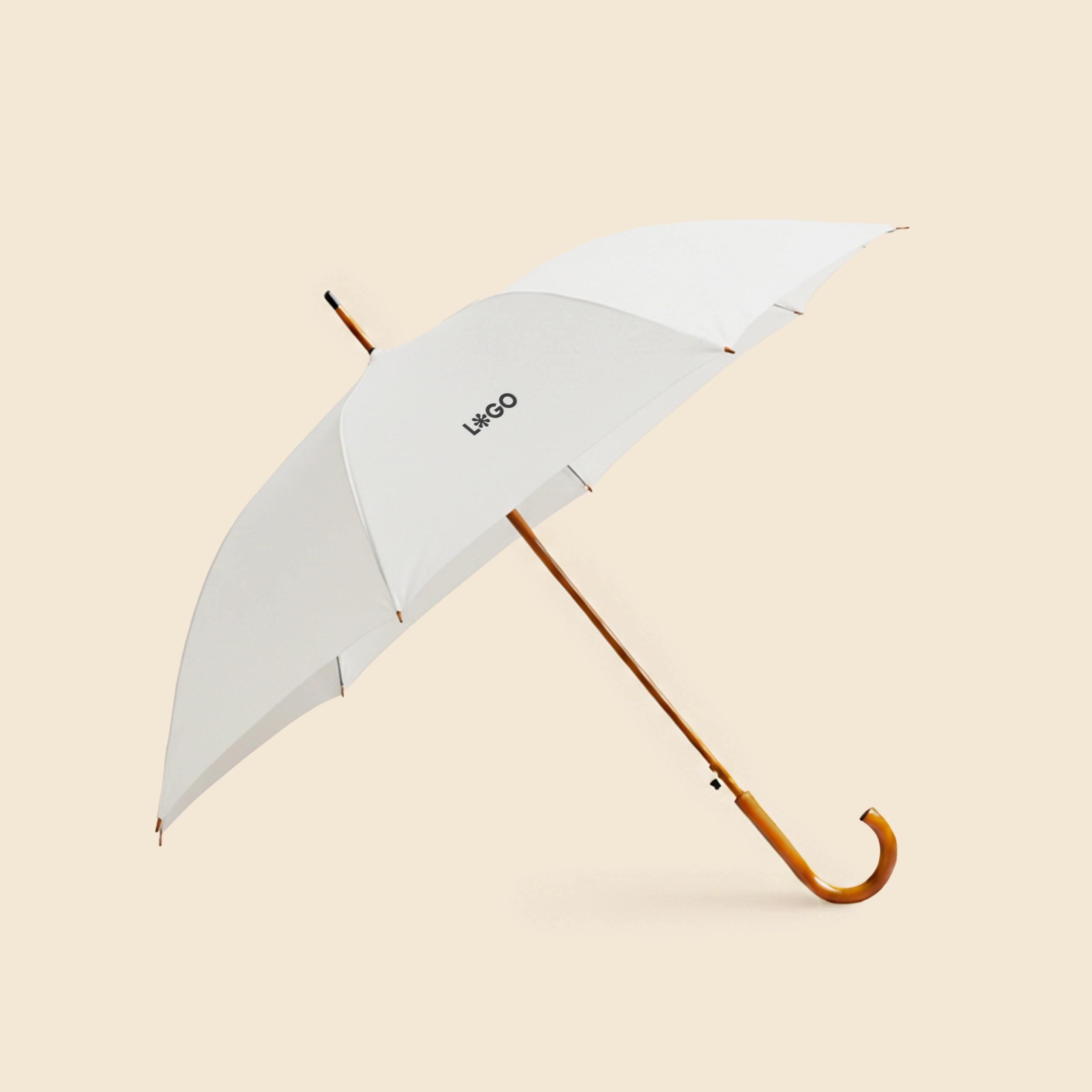 Automatic umbrella with wooden handle ZEUS Paraguas corporativo - De madera automático . De color blanco y con personalización a todo color.