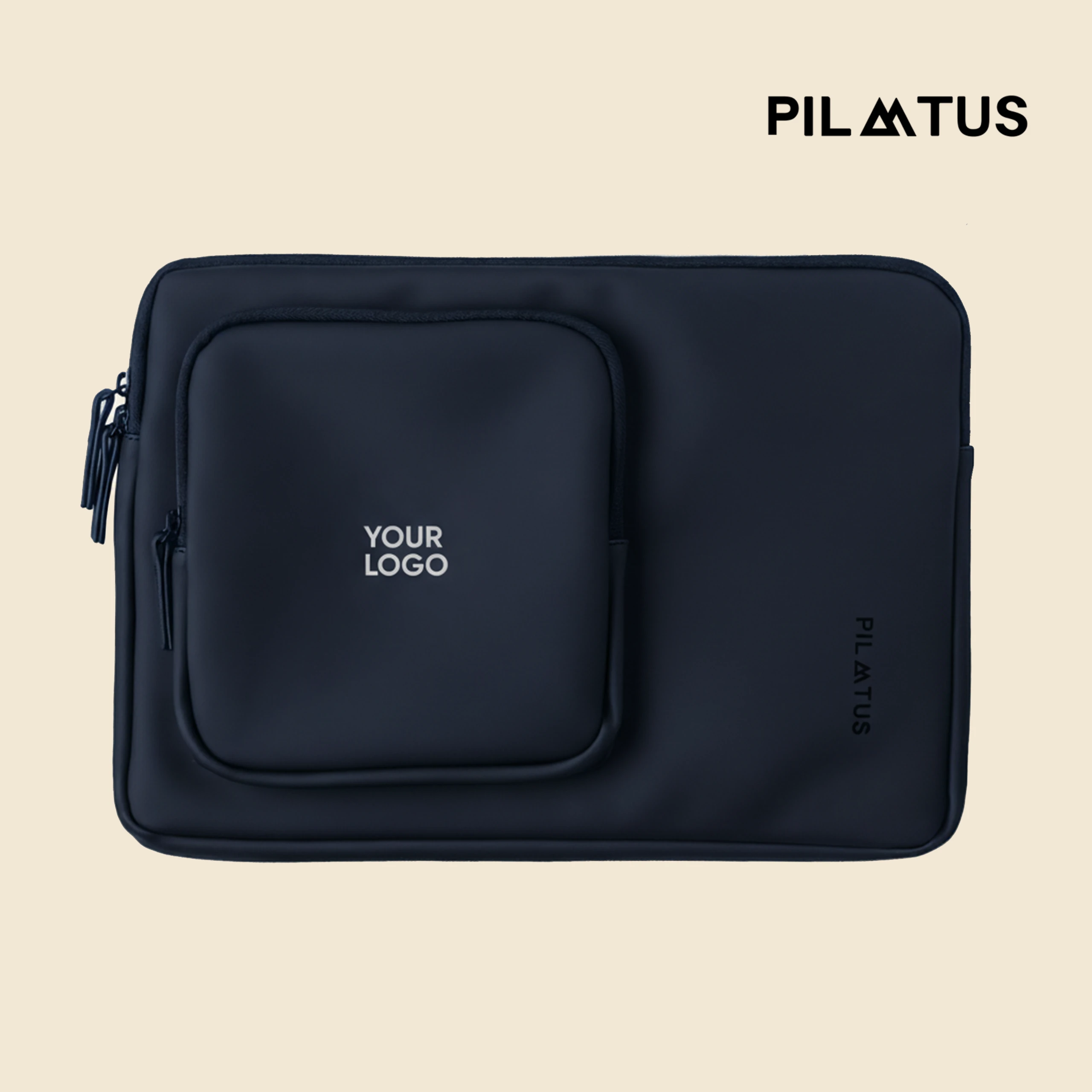 Funda de portátil - Pilatus Sleeve de 16'' pulgadas. De color azul y con personalización a una tinta.