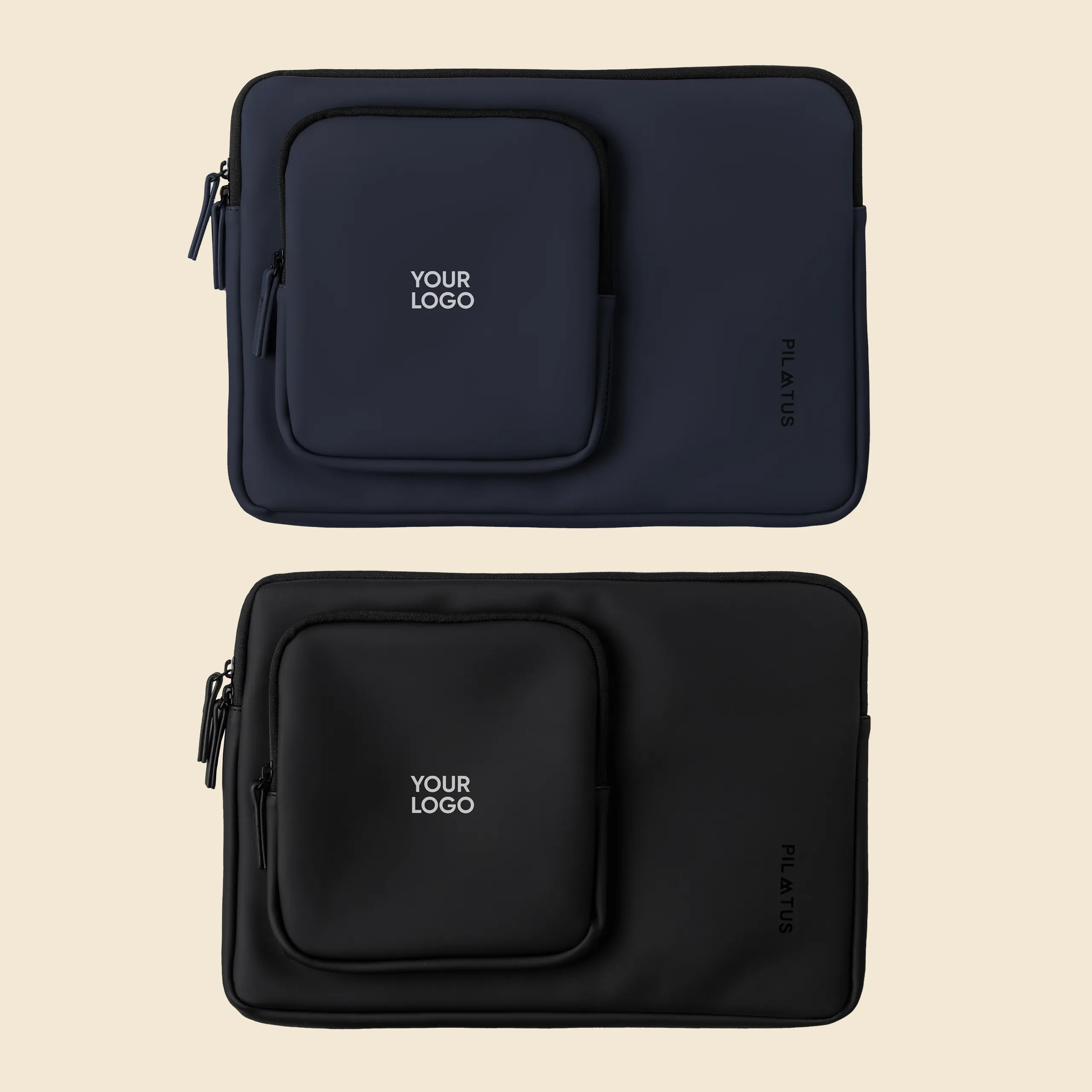 Funda de portátil - Pilatus Sleeve 16 Funda de portátil - Pilatus Sleeve de 16'' pulgadas. De color azul y negro. Con personalización a una tinta.