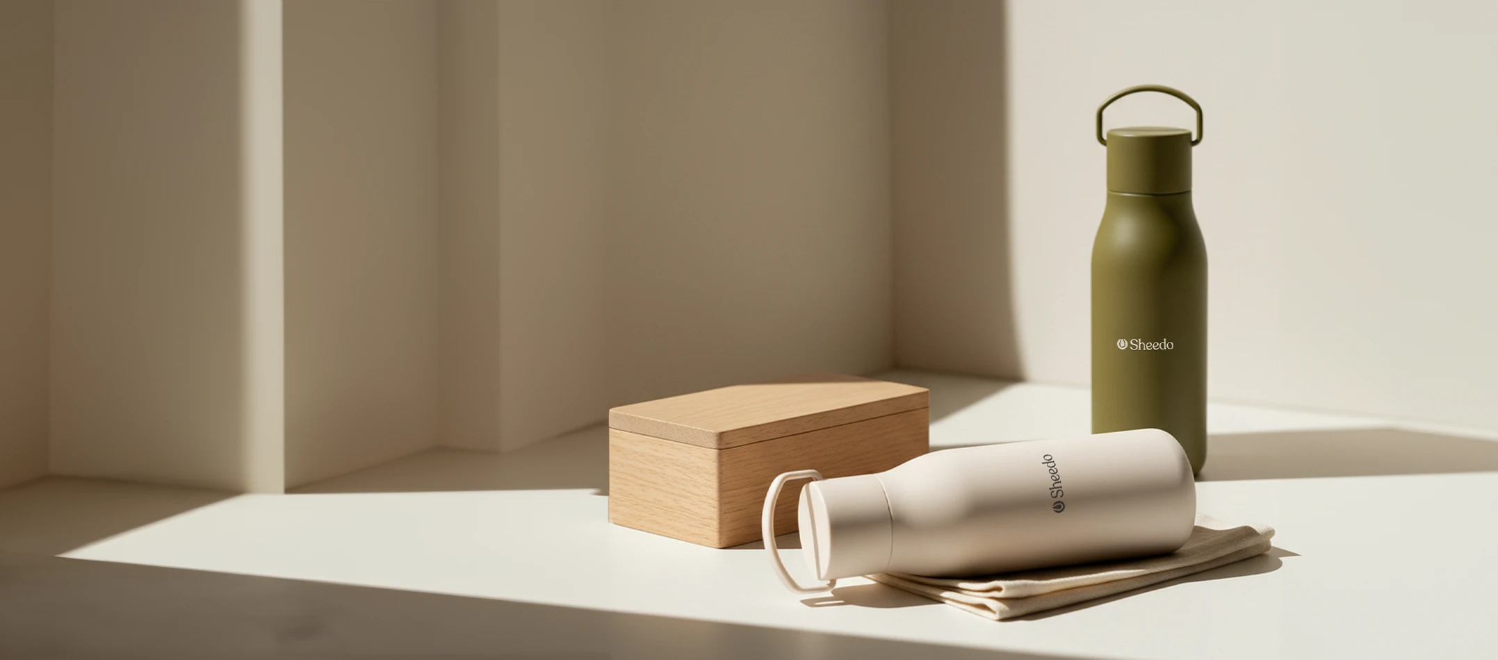 Dos botellas personalizadas con la marca Sheedo