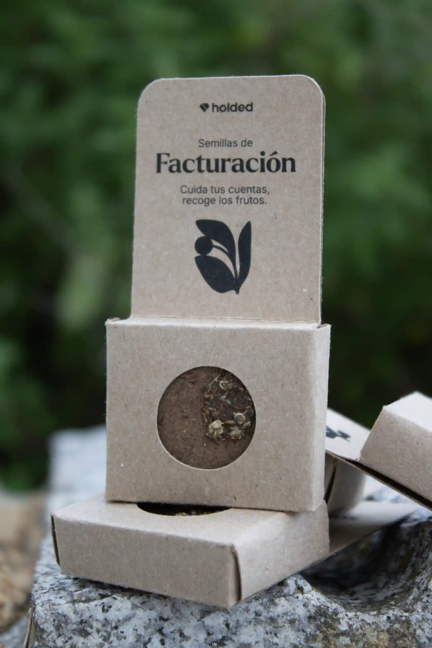 Bombón de semillas en blíster kraft personalizado para la marca Holded