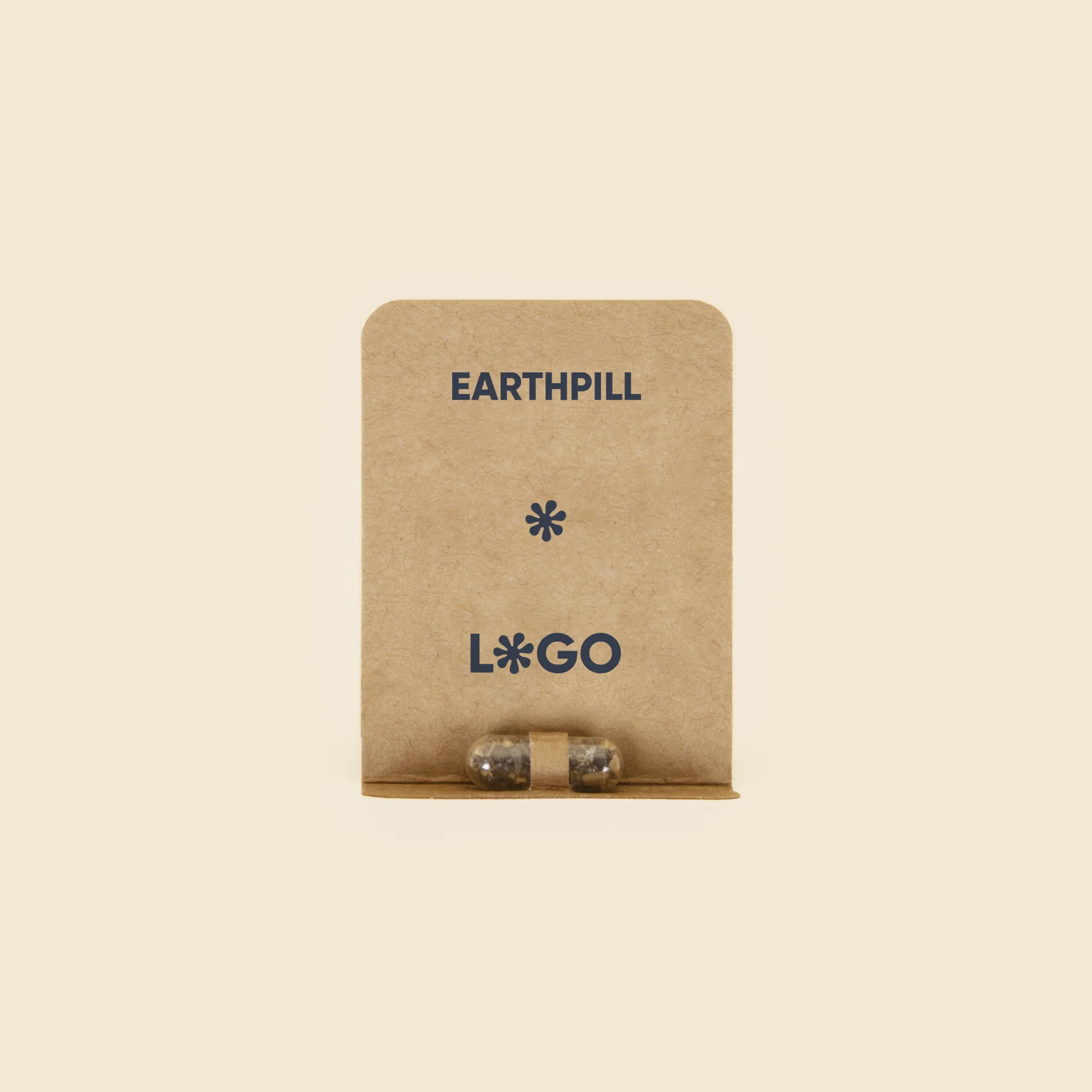 Cápsula biodegradable con semillas en su interior con packaging de cartón kraft personalizado