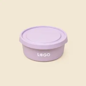Tupper personalizado ecológico morado con la palabra LOGO en blanco a una tinta.