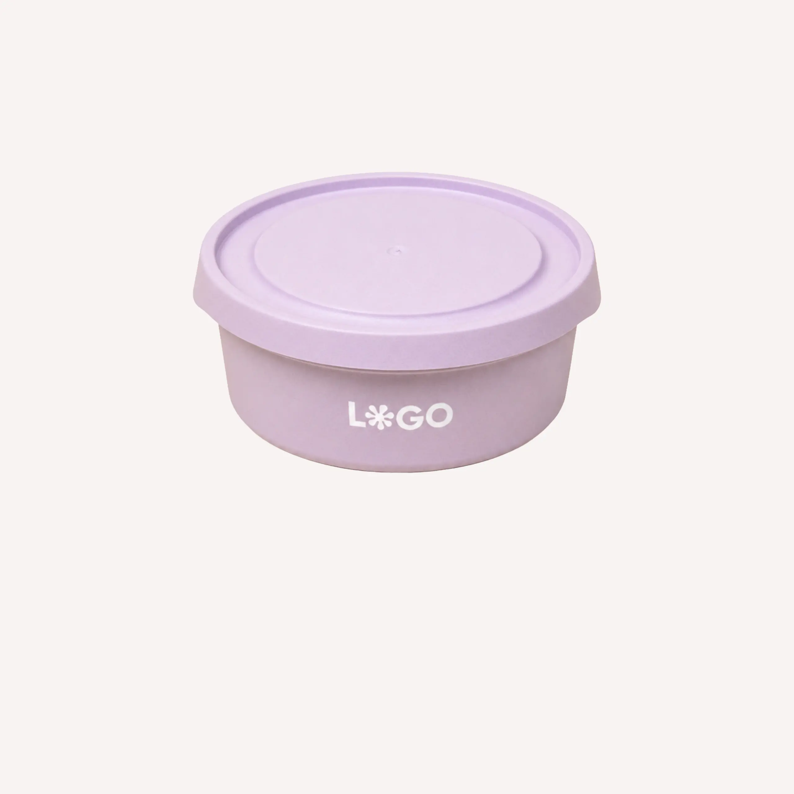 Icono fiambrera de color lila personalizada con la palabra LOGO en blanco